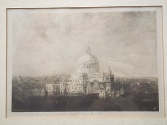 Antique Framed Image Of Christian Science Mother Church, Boston