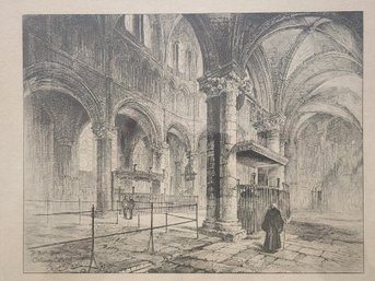 ORIGINAL RAILTON 1800s Etching 'Chantry Of The Black Prince'