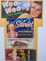 4 Beautiful Fruit And Cigar Labels Lithographs