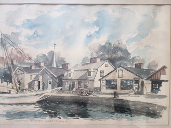 Mid Century Framed Litho, Mystic CT By Paul Norton