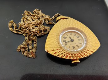 Vintage Gold Plated Watch On Gold Toned Chain