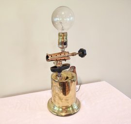 Table Lamp Made From Repurposed Antique Brass Blowtorch By Clayton & Lambert