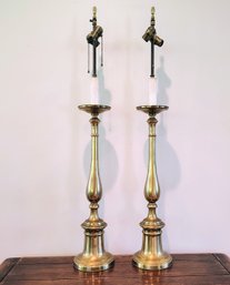 Very Tall Vintage Brass Lamps, A Pair