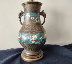 Vintage Table Lamp With Embossed Metal Design