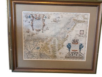 Vintage Hand Colored Abraham Ortelius Map Of Palestine  (Belgian 1527 - 1598)