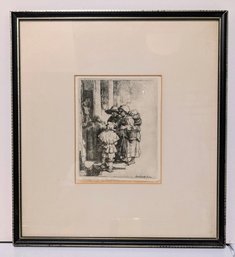 Rembrandt's 'Beggars Recieving Alms At The Door Of The House' By The Dutch Publisher Rae Boer - Framed