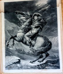 An Extraordinary Steel Engraving Print Of Napoleon Crossing The Alps Leading His Army By Jacques Louis David