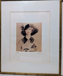 Belle Epoque Style In This  Signed /Framed Portrait Print By Paul Helleu, Titled 'The Black Hat'