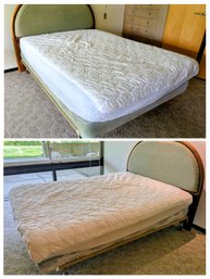 2 Full Size Matching Headboards With Upholstery And Teak Wooden Bedframe