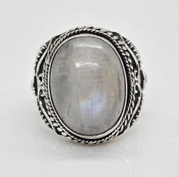 Rainbow Moonstone Sterling Silver Ring