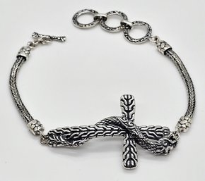 Bali, Dragon Cross Bracelet In Sterling