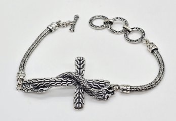 Bali Sterling Silver Tulang Naga Chain Dragon Cross Bracelet