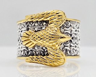 Bali, 22k Yellow Gold & Sterling Silver Eagle Ring