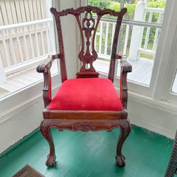 Antique Carved Wood Arm Chair