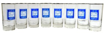 Set Of 8 Vintage Yale University Highball Glasses  With Silver Rims