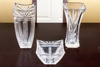 Trio Of Waterford Crystal, Vases And Bowl
