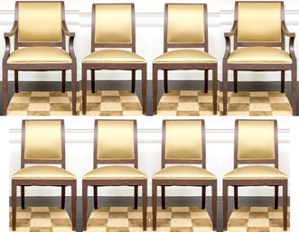 Stylish Set Of Eight Silk Upholstered Dining Chairs