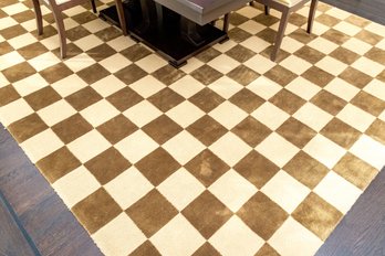 Indian Wool Checkered Area Carpet