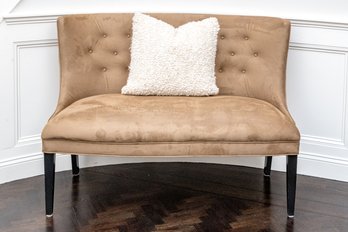 Stylish Donghia Curved Settee With A Magaschoni Home Accent Pillow