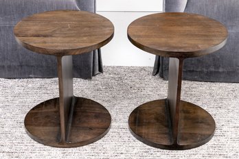 Pair Of Restoration Hardware Circular Accent Tables