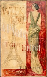 Decorative Parisian Print Mounted To Board