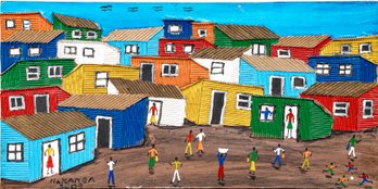 Mixed Media Painting Village Scene