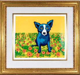 George Rodrigue (American/Louisiana, 1944-2013)'Flowers Bring Me Luck' Ltd Ed Signed Dog Print