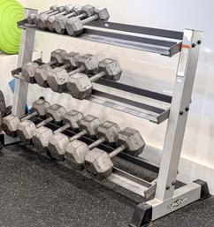 8 Pairs Of Weights And Stand