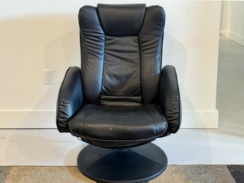 Reclining And Swivel Leather Upholstered Lounge Chair