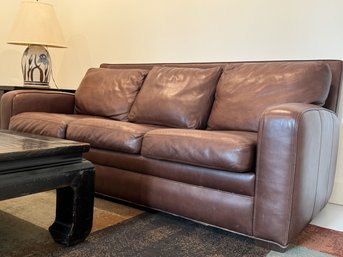 Handsome Faux Leather Upholstered Sleeper Sofa