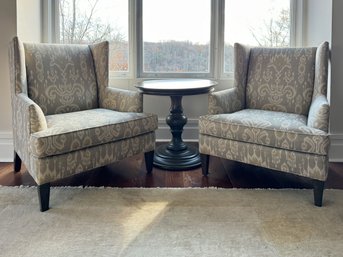 Pair Of Ethan Allen Handsomely Upholstered Accent Wing Chairs
