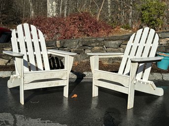 Pair Of Composite White Finished Adirondack Chairs
