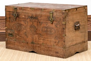 Antique Camphor Wood Ango-Indian Campaign Chest, Ca. 1860-1880