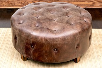 Quality Leather Upholstered And Tufted Oversized Ottoman