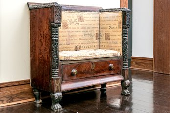 Oak Bench On Hairy Paw Carved Feet