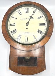 Vintage James W. Hubert London Solid Wood Drop-dial Pendulum Wall Clock