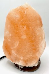 Salt Lamp On Wood Base