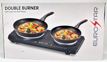 New In Box Euro Star Double Burner Hot Plate With Cast-iron Flat Plates