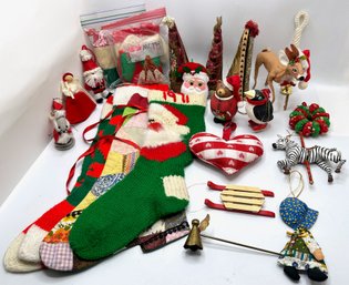 Vintage Christmas Annalee Deer, Stockings, Ornaments & Other Holiday Decor