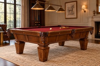 Brunswick Billiards Allenton Slate Pool Table In Tuscana Finish With Decorative Wood Inlay