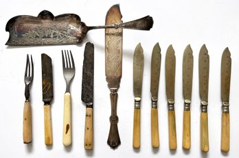 Vintage Knives Including EPNS Set & Crumber