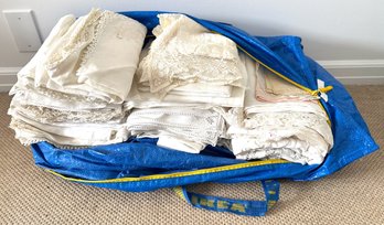 Vintage Linens: Table Cloths, Napkins, Placemats, Runners & More In Large Ikea Bag