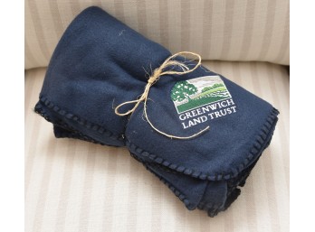 Greenwich Land Trust Blue Appliqued Fleece Throw Blanket Never Used