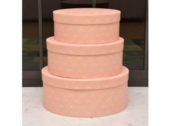 Trio Of Dabney Lee Light Pink Ribbon Hat Boxes
