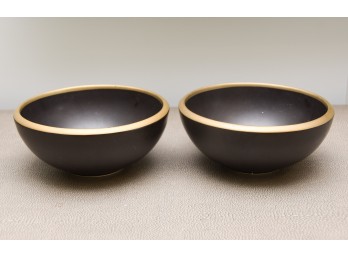 Pair Of Brown Porcelain Gold Rimmed Bowls From Threshold