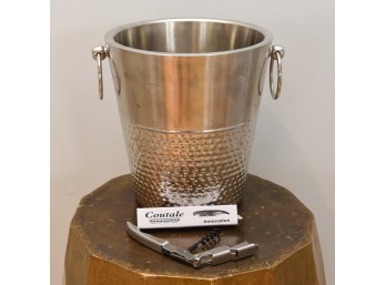 Cynthia Rowley Silver Champagne Bucket With Pair Of Couale Sommelier Wine Openers