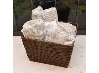 Ralph Lauren Sanders Herringbone Towel Set With Basket And H&M Home Shower Curtain Rings