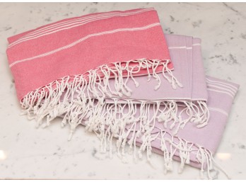 (3) Fringed Striped Cotton Throws