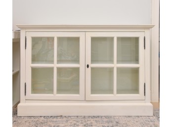Restoration Hardware White Glass Front Cabinet