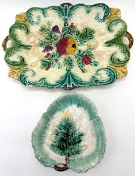 2 Antique Majolica Platters